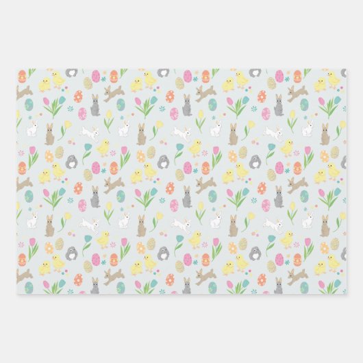 Paaseieren met leuke versierde en beschilderde des inpakpapier vel (Voorkant 2)