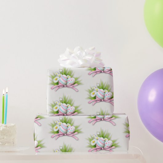 Paaseieren met roze lint cadeaupapier (Feestgeschenken)