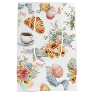 Paaseieren met thee en bloemen aquarel medium cadeauzakje