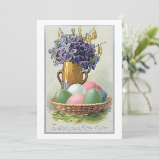  paaseieren met Violet Feestdagenkaart (Staand voorkant)