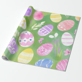 Paaseieren | Mooie Pastel Waterverf Eiersoektocht Cadeaupapier
