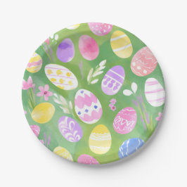 Paaseieren | Mooie Pastel Waterverf Eiersoektocht Papieren Bordje