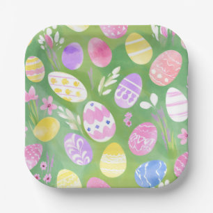 Paaseieren Mooie Pastel Waterverf Eierspel Papieren Bordje