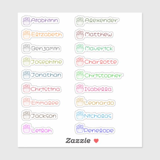 Paaseieren Muffin Custom Meerdere Namen Stickers (Vel)
