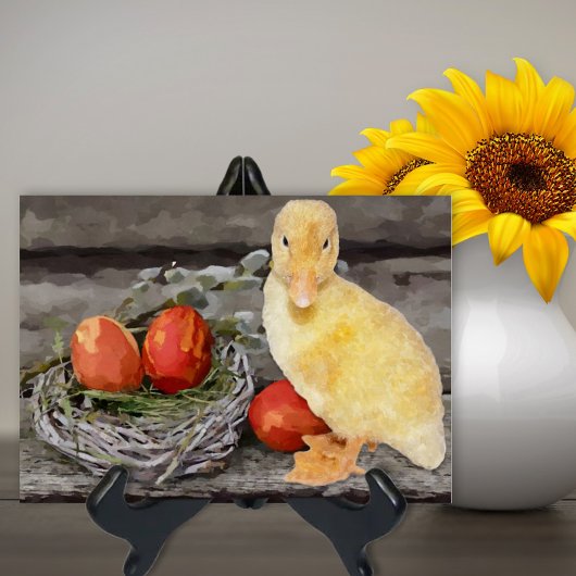 Paaseieren Nest Cute Gele Eend Waterverf