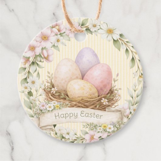 PaasEieren Nest | Gelukkig Pasen Bedankjes Labels (Voorkant)