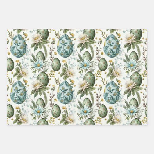 Paaseieren  nostalgisch patroon nr. 2 inpakpapier vel (Voorkant)