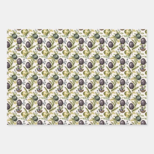 Paaseieren nostalgisch patroon nr. 3 inpakpapier vel (Voorkant 3)