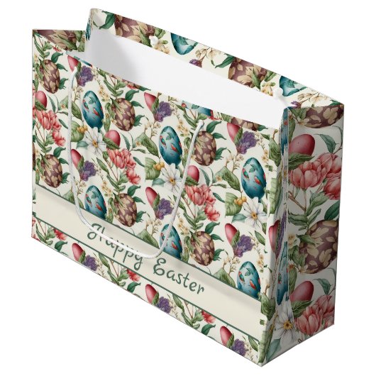 Paaseieren  nostalgisch patroon nr. 4 groot cadeauzakje (Voorkant Gekanteld)