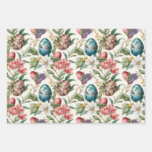 Paaseieren  nostalgisch patroon nr. 4 inpakpapier vel (Voorkant)