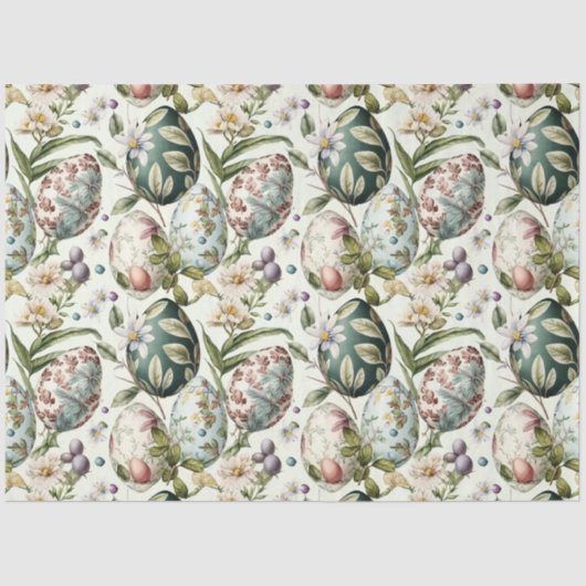 Paaseieren  nostalgisch patroon tissuepapier (Voorkant)