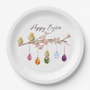Paaseieren op bloeiende tak Happy Easter Papieren Bordje