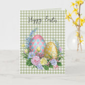 Paaseieren op Gingham Kaart (Gele Bloem)