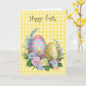 Paaseieren op Gingham Kaart (Gele Bloem)