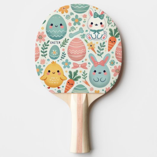 Paaseieren op groene en witte strepen tafeltennisbatje (Voorkant)