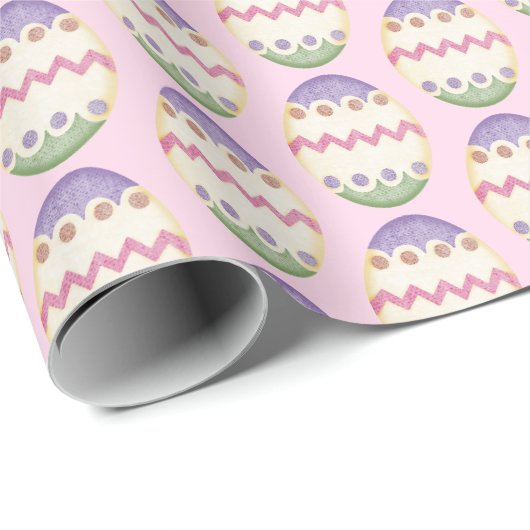 Paaseieren op roze cadeaupapier (Rol Hoek)