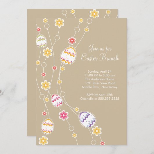 Paaseieren Paasbrunch - uitnodiging voor binnenpar (Voorkant / Achterkant)