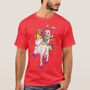 Paaseieren paasdag Bunny Riding Unicorn Girls T-shirt
