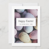 paaseieren pastel gelukkig paasgezin feestdagenkaart (Voorkant)