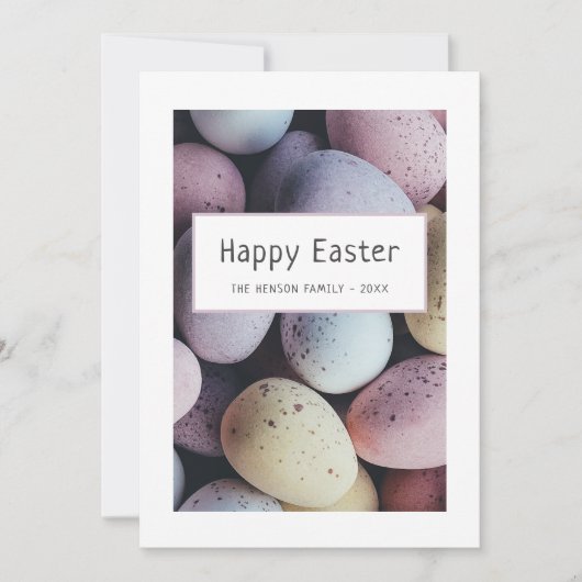 paaseieren pastel gelukkig paasgezin feestdagenkaart (Voorkant)