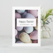 paaseieren pastel gelukkig paasgezin feestdagenkaart (Staand voorkant)
