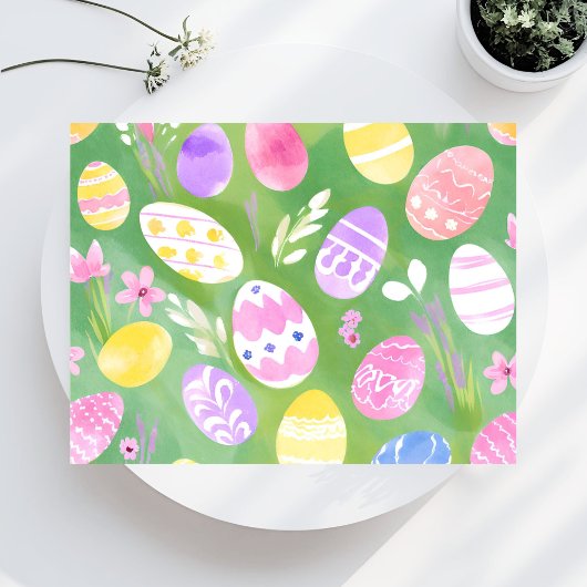 paaseieren |  pastel Waterverf Egg Hunt Feestdagenkaart