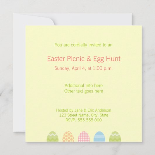 Paaseieren Picnic-uitnodiging Kaart (Achterkant)