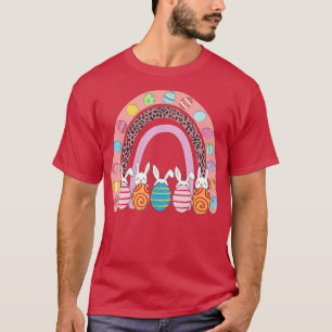 Paaseieren regenboogkonijn Bunny Happy Pasen T-shirt