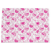 Paaseieren roze grafische gunst geschenkzak large cadeautasje (Voorkant)