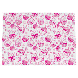 Paaseieren roze grafische gunst geschenkzak large cadeautasje