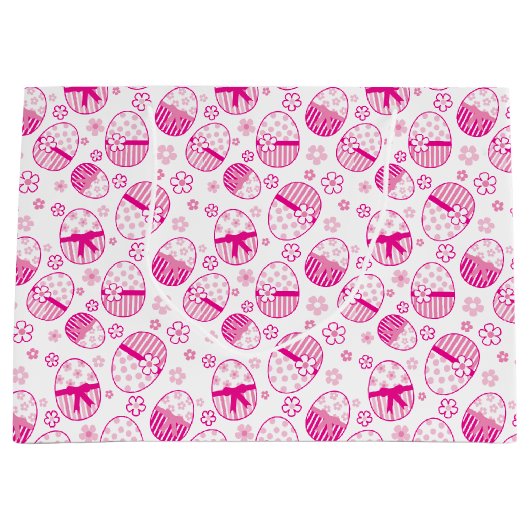 Paaseieren roze grafische gunst geschenkzak large cadeautasje (Voorkant)