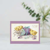 Paaseieren  Schattigee kuikens Bloemenei Briefkaart (Staand voorkant)
