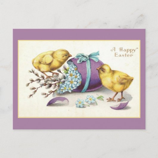 Paaseieren  Schattigee kuikens Bloemenei Briefkaart (Voorkant)