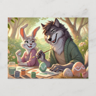 Paaseieren Schilderij – Wolf & Bunny Art Fun Feestdagenkaart