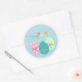Paaseieren Springtime Lavendel Blush Large Ronde Sticker (Envelop)