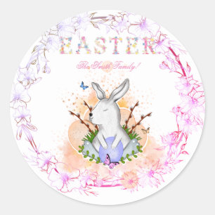 Paaseieren, sticker met een klassieke ronde bloem