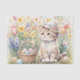 Paaseieren Tulpen en Knuffelkat Tissuepapier
