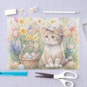 Paaseieren Tulpen en Knuffelkat  Tissuepapier (Craft)