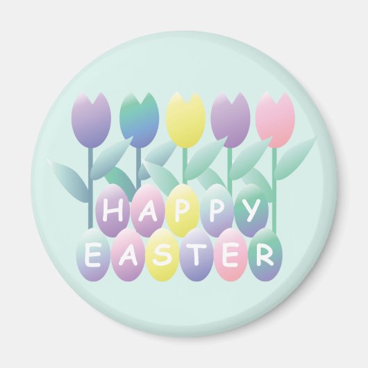 Paaseieren Tulpen Happy Easter Magnet (Voorkant)