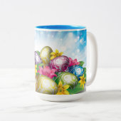 Paaseieren Tweekleurige Koffiemok (Voorkant rechts)