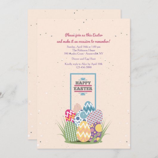 paaseieren uitnodiging (Voorkant / Achterkant)