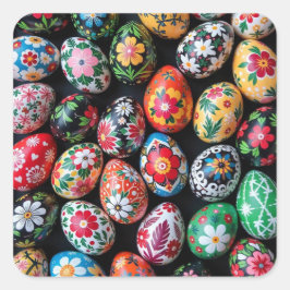 Paaseieren van de Geschilderde Lente Vierkante Sticker