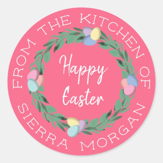 Paaseieren van de keuken van het waslabel ronde sticker (Voorkant)