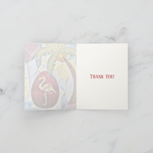Paaseieren van Flamingo en palmstranspooster Bedankkaart (Binnen)