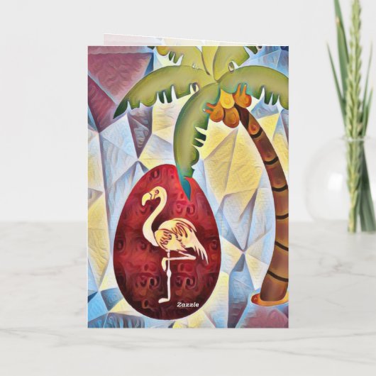 Paaseieren van Flamingo en palmstransport Kaart (Achterkant)
