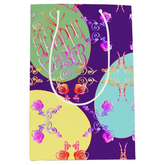 Paaseieren van "Happy Easter" Medium Cadeauzakje (Voorkant)