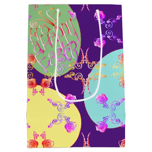 Paaseieren van "Happy Easter" Medium Cadeauzakje (Achterkant)