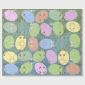 Paaseieren van Rozen op blauw groen Cadeaupapier (Vlak)