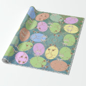 Paaseieren van Rozen op blauw groen Cadeaupapier (Uitgerold)