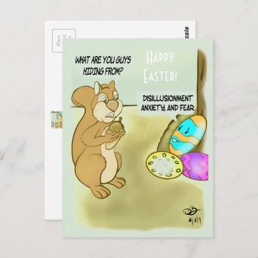 Paaseieren verstopt briefkaart (Voorkant / Achterkant)